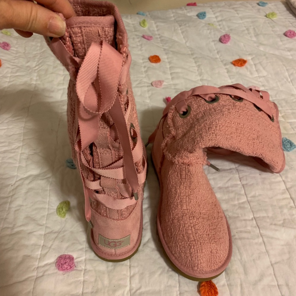 Pink lace up Uggs